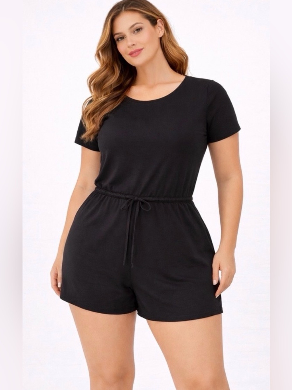 Mint Julep Women’s Black Short Sleeve Romper women’s Size M (A364)✨